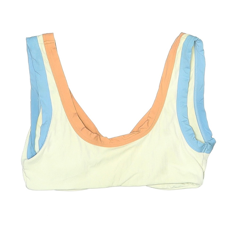 L*Space Lala Ribbed Bikini Swim Top Tangy, Lemon Drop, Cream Size M - Picture 3 of 6